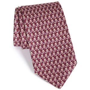 Salvatore Ferragamo Owl Print Silk Tie